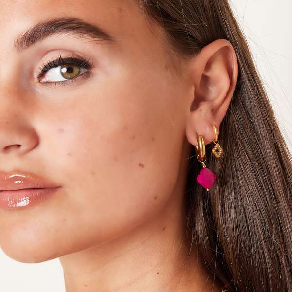 Golden Clover earrings fuchsia