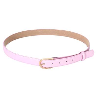 PU leather belt Pink with golden buckle.