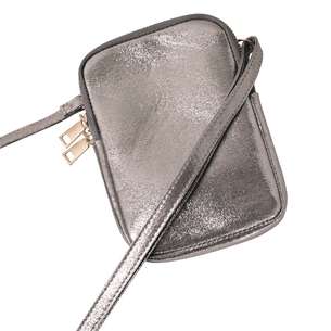 PU phone bag metallic grey / silver