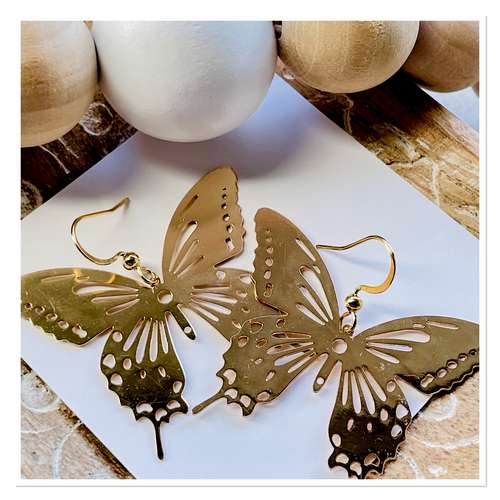 Gouden vlinder oorbellen